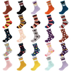 BambooMN Women's Soft and Cozy Fuzzy Assorted Crew Socks, 5 Pair Assortment - Picture 1 of 14