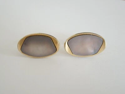 Manschettenknöpfe Oval Perlmutt Metall Goldton 12,3 g/2,3 x 1,4 cm - Bild 1 von 2