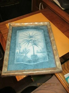 Ruane Manning Wandkunstdruck Palmen Holzrahmen 8"x10" Vintage signiert - Bild 1 von 6
