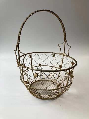 Christmas Wire Round Basket Christmas Tree & Stars Theme Cover