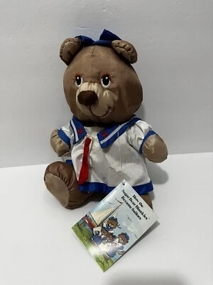 Vestido Potpourri Press Blankies menina urso marinheiro arco 13" pelúcia vintage 1987 Puffalump - Imagem 1 de 4