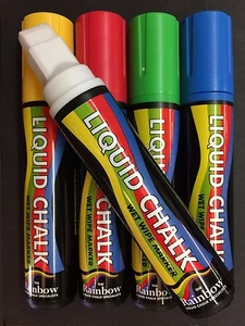 Pluma marcadora de limpieza húmeda Rainbow Liquid Tiza 15 mm para escribir letreros | Paquete de 5 - Imagen 1 de 1