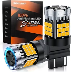 SEALIGHT 3157 LED Bulb 3156 3047 LED Bulb Turn Signal Light, Amber Yellow 600% - Picture 1 of 5