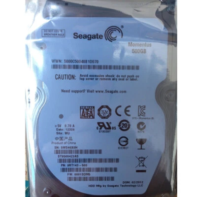 Seagate Momentus 500GB ST9500423AS 7200RPM SATA 2.5" Laptop HDD Hard Drive - Image 1 of 3
