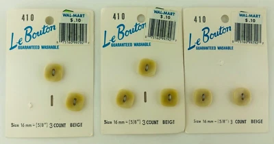Vintage Le Bouton Buttons 2 Hole .625" Beige Square Qty 7 Blumenthal - Image 1 of 4
