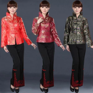 Women Spring Autumn Jacket Chinese Traditional Silk Satin Short Coat Asia Size - Bild 1 von 4