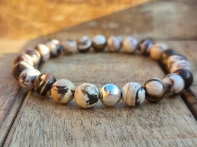 Jaspis Armband 925 Silber Perle Perlenarmband Naturstein Partnerarmband - Bild 1 von 4