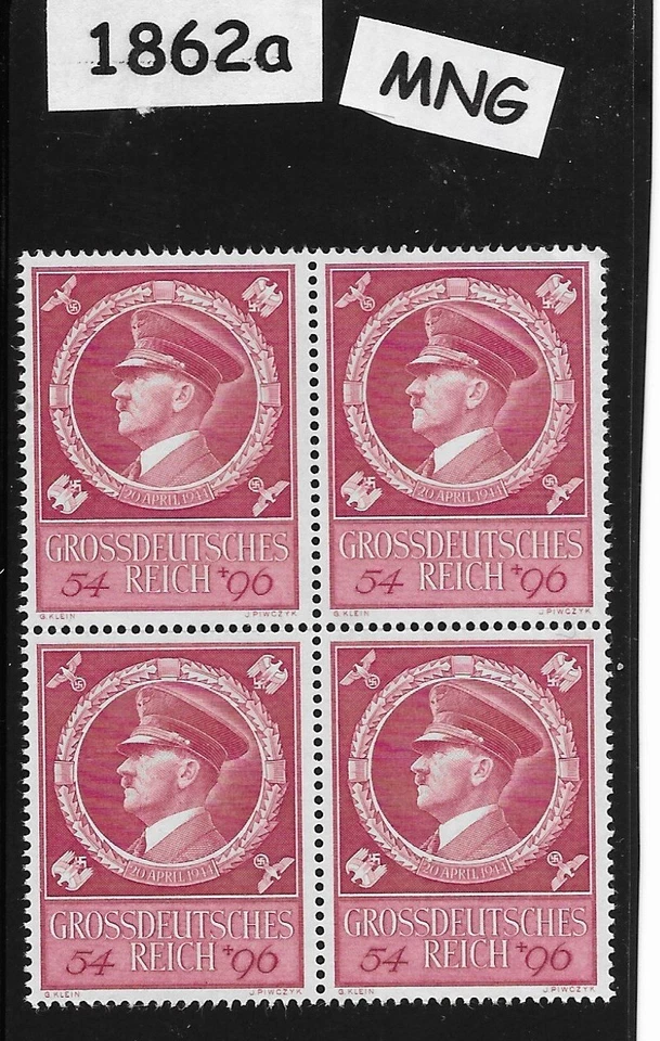 Bloque de sellos MNG B271 Adolf Hitler 1944 55 cumpleaños Tercer Reich Alemania #1862a Foto 1 de 1