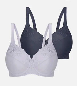 TRIUMPH EMBROIDERED MINIMISER TWO PACK Lilac / Nuit Sz 12-20 NEW RRP $109.95 - Picture 1 of 1