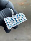 Iced Out King Pendant in 925 Sterling Silver/ Enamel / Simulated Lab diamonds
