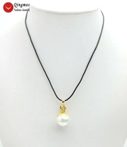 16 mm Collar Colgante de Perlas Cáscara de Mar Blanco para Mujer y Conector Colgante de Corona - Imagen 1 de 19