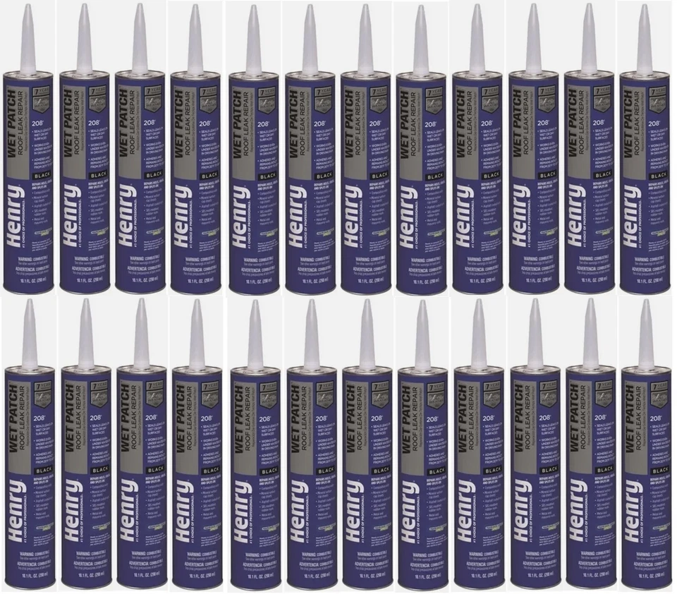 Henry He208104 208 Wet Patch Roof Leak Repair Cement 10.1 Oz Cartridge Black