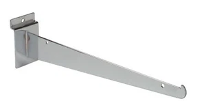 10 Slatwall 12" Knife Shelf Brackets Chrome With Lip Shelving Display Slat Grid - Picture 1 of 1