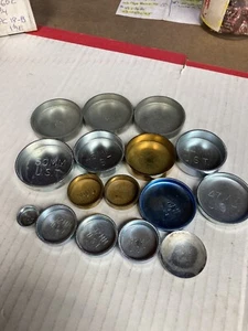 (16) MISC. METERIC ROUND BRASS & STEEL EXPANSION FREEZE PLUGS GM, FORD MOPAR - Picture 1 of 4