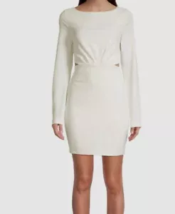 $386 ONE33 Social Women's Ivory Crepe Jacquard Twist Back Sheath Dress Size 0 - Picture 1 of 4