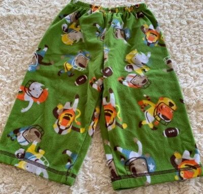 Pantalones de pijama de vellón de fútbol americano Just One You Boys verde tigre hipopótamo 18 meses Foto 1 de 4