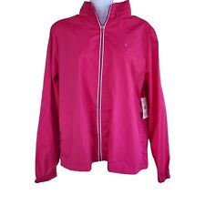 Danskin Now Hot Pink Windbreaker Jacket W/Hood Women's Size L Packable
