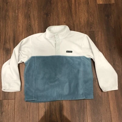 Suéter Columbia Adulto Grande Azul 1/4 A Presión Dos Tonos Pullover Manga Larga Polar Foto 1 de 4