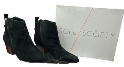 Sole Society So-Mira Black Ankle Boots Womens Size 8.5 M Cow Hide (ID#696-A) - Image 1 of 4
