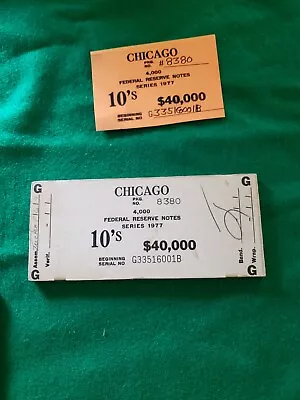 VINTAGE VHTF FEDERAL RESERVE WOOD BLOCK CHICAGO 1977  10's #8380 - Image 1 of 2