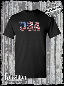 USA Flag Distressed Logo T-Shirt American Flag United States Army Military - Picture 1 of 6