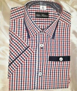 Camisa infantil camisa de niño manga corta a cuadros camisa de ocio fiesta camisa de algodón talla 134,146 - Imagen 1 de 1