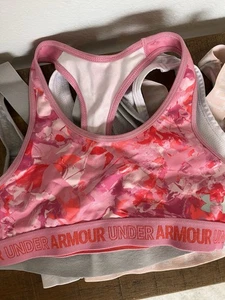 4 Pack Sports Bra Girls Size Small Pink,Strips,white And Gray - Picture 1 of 5