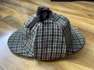 Vintage Grendale Deerstalker Hat Tweed Wool Blend Houndstooth - Picture 1 of 8