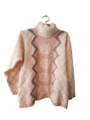 Jeanne Pierre suéter vintage para mujer M Petite cuello alto lana de cordero cuentas de angora Foto 1 de 4