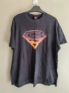 Superman T-Shirt Fire Print Logo DC Comics Hero Size Large Vintage Graphic Tee - Picture 1 of 6