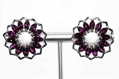 Pendientes de flores con racimo de granate rodolita natural de 6,50 quilates de plata de ley 925 de $395 Foto 1 de 4