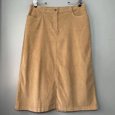 Corduroy Skirt Size 12 Tan Stretch Casual Country Boho Western Cowgirl Modest - Image 1 of 4
