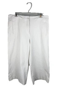 Ann Taylor Pants Womens Size 12P Cropped Ivory Business 92% Cotton FLAW - Picture 1 of 12