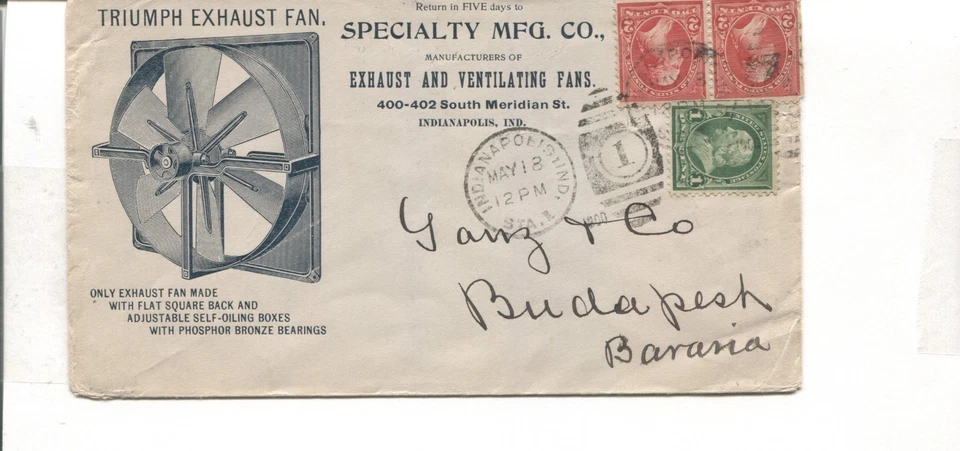 Advertising Cover Indianapolis IN Specialty Manufacturing Co. Exhaust Fans 1900s - Image 1 of 2