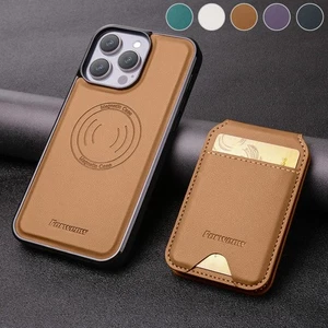 For iPhone 16e/15/14/13/12/11 XR SE 8 Leather Case Card Holder 2-in-1 Back Cover - Picture 1 of 37