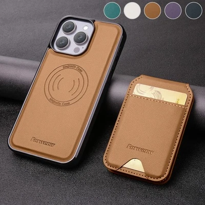 For iPhone 16e/15/14/13/12/11 XR SE 8 Leather Case Card Holder 2-in-1 Back Cover - Image 1 of 4