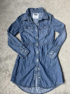 Levi’s Girls Denim Button Up Dress Size 6(110-116cm/5-6yrs) Long Sleeve Blue  - Picture 1 of 6