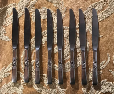 Juego de 8 cuchillos de cena vintage plateados 1948 Morning Star Community Oneida Foto 1 de 3