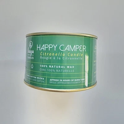 Happy Camper Citronella Candle 100% Natural Wax. 26 hours of burn. - Image 1 of 3