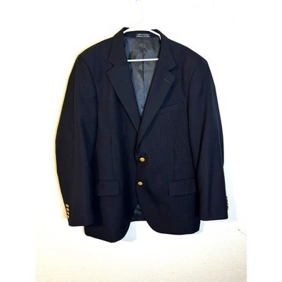 Land's End Men's Two Button Blazer Jacket Sport Coat Size 46 Navy Gold Buttons - Image 1 of 4