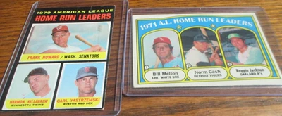 2) Tarjetas de béisbol AL Home Run Leaders '71 Topps #65 '72 Topps #90 Reggie Jackso Foto 1 de 2