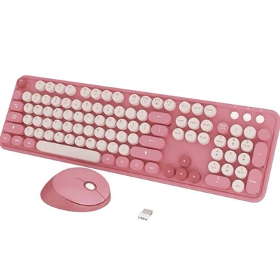 Wireless Keyboard,KOOTOP Cute Colorful 104 Keys Typewriter Retro Round Keycaps - Image 1 of 4