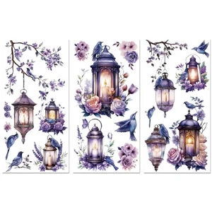 Rub on Transfer Aufkleber für Möbel Handwerk Dekor 6"x12" Lila Vögel und La... - Bild 1 von 7