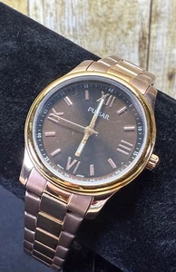 Reloj redondo clásico PULSAR, VJ21-X049 "placa de oro rosa", Qz - Imagen 1 de 13