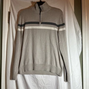 Suéter Banana Republic Para Hombres Mediano Beige Seda Cachemira Algodón 1/4 Cremallera Hilo de Lujo - Imagen 1 de 4