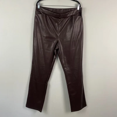 GRAVER Susan Graver Regular Stretch Faux Leather Pants Size Large Brown Pull On - Image 1 of 4
