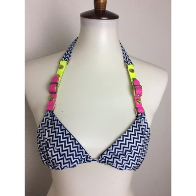 Beach Bunny Swim Women Sz XS Bronze Bikini Top Chevron Swimwear - Image 1 of 4