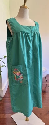 XL Vintage ILGWU Larwin Arco Iris Verde azulado Mariposa Mumu Calzoncillo Vestido Arte Delantal Casa Foto 1 de 4