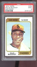 1974 Topps #250 Willie McCovey PSA 9 Graded Baseball Card San Diego Padres MINT