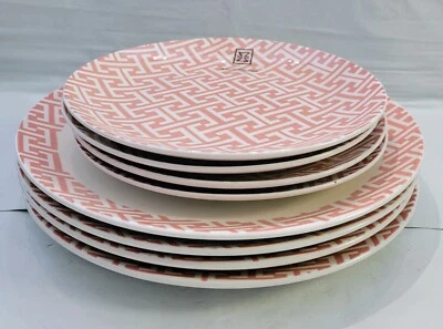 Jill Zarin Home Geométrico Rosa 4 Cena y 4 Platos de Ensalada Cerámica Godinger Foto 1 de 4